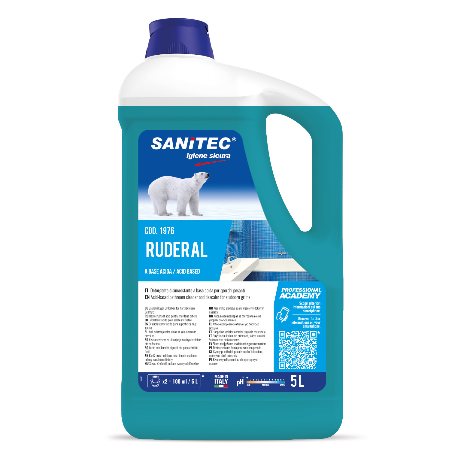 Čistilo za sanitarije, za občasno čiščenje, RUDERAL PULIRAPIDO, 5 L, Sanitec